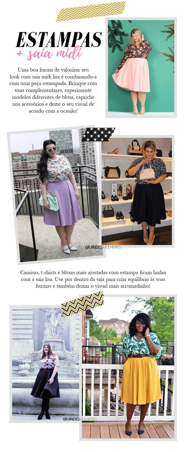 Guia de moda - como usar saia midi plus size 1 - estampa e saia midi - grandes mulheres